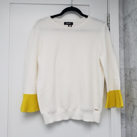 DKNY Colorblocked Ruffle-Sleeve Sweater Size L - Picture 2 of 3